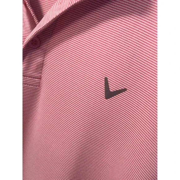 Callaway Opti-Dri Mens Golf Polo Shirt Red White‎ Stripe Short Sleeve Size Large - Picture 2 of 6